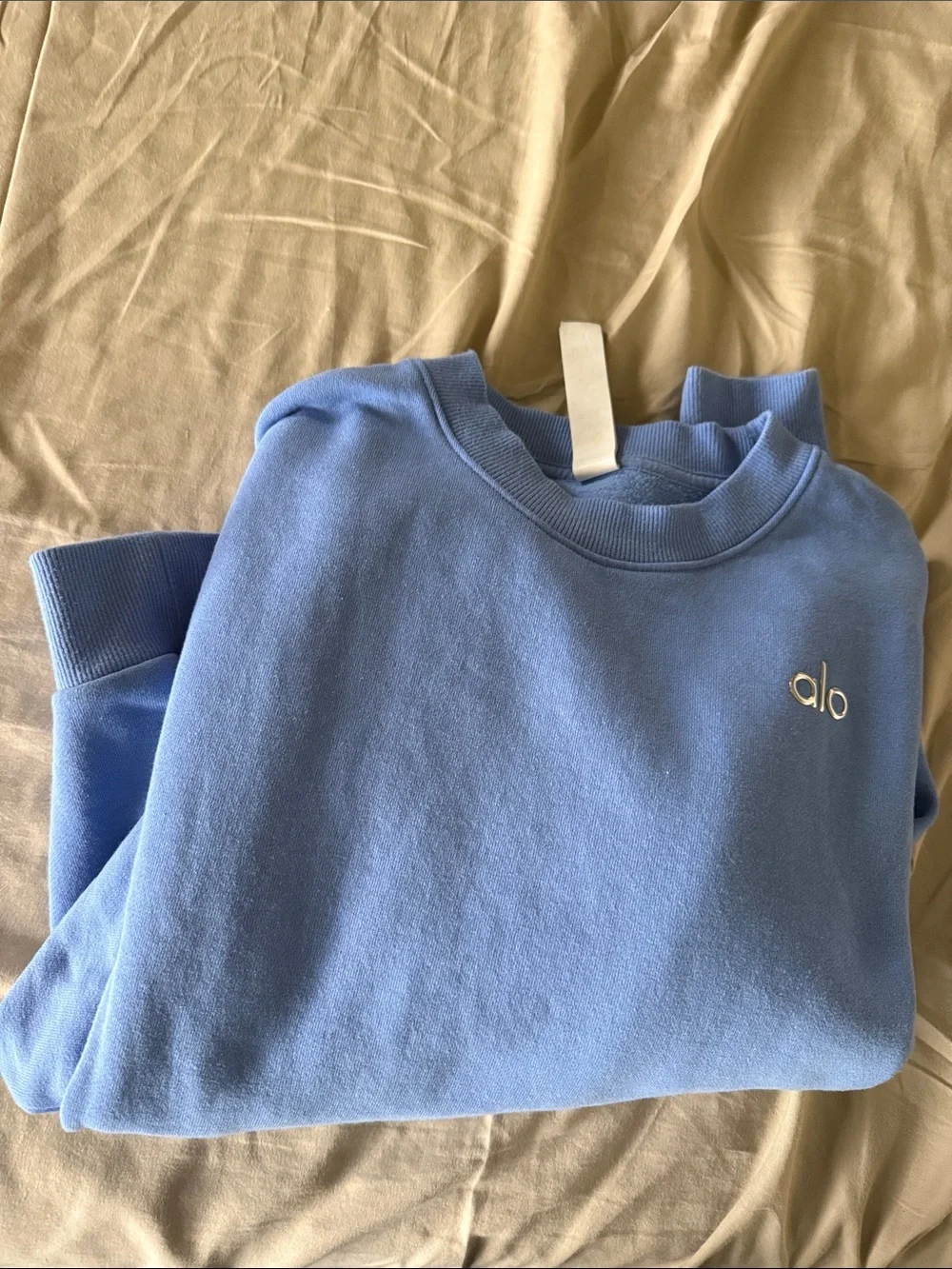 ALO Accolade Crew Neck Pullover, Crystal Clear Blue, size S